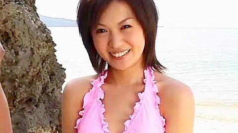 Hottest Japanese girl Natsumi Akimoto in Amazing Beach, Blowjob JAV clip